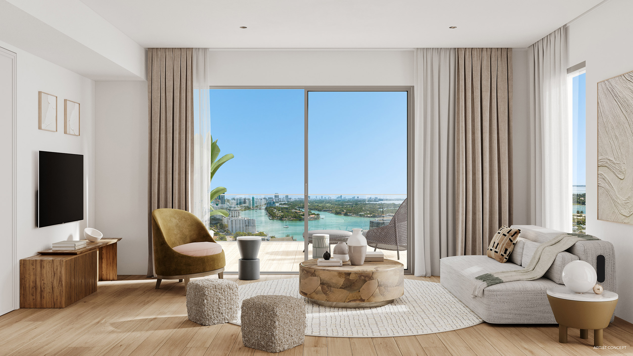 interior living room in Palma Miami Beach residence